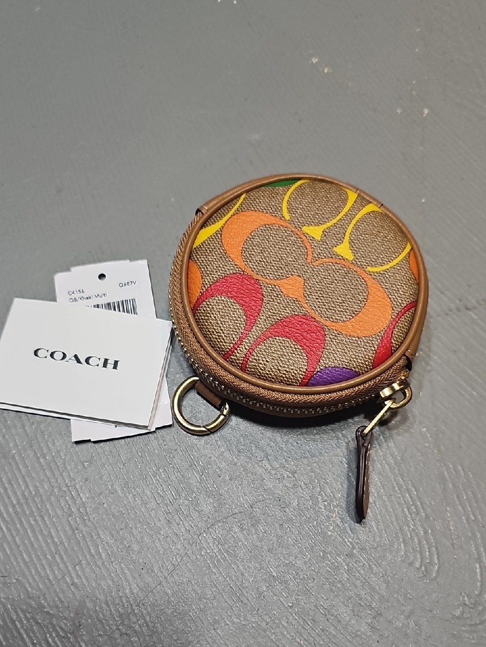 Coach Bags Coach Round Hybrid Pouch In Rainbow Signature Canvas C4156